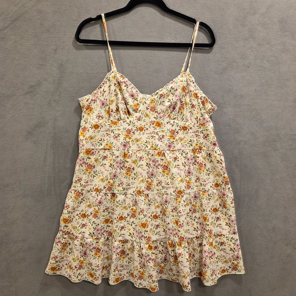 Floral Babydoll Tiered Ruffle Sundress Dress Women's Size XXL Cottage Bloomcore - Picture 1 of 10